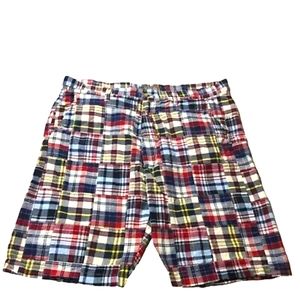 Siegfried Vintage multicolored patchwork plaid preppy shorts 36 in good worn con